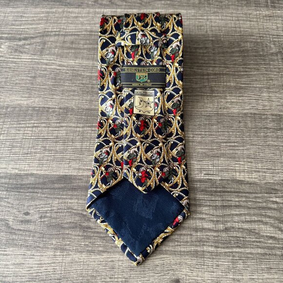 Kieselstein-Cord Mens All Silk Tie Equestrian Unicorn Head Dancing Men Pattern - Picture 5 of 9